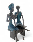Bronze couple assis 20 cm bleu n°1 Bronzes d'Afrique