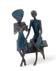 Bronze couple assis 20 cm bleu n°1 Bronzes d'Afrique