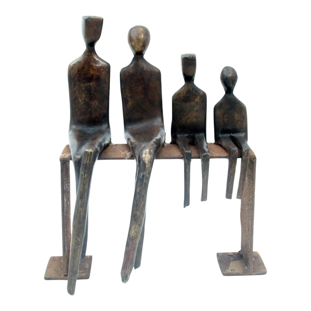 Bronze famille abstraite sur banc 28 cm marron n°1 Bronzes d'Afrique