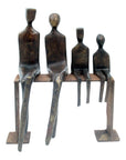 Bronze famille abstraite sur banc 28 cm marron n°1 Bronzes d'Afrique