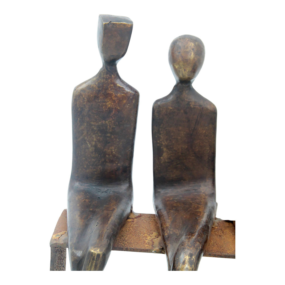 Bronze famille abstraite sur banc 28 cm marron n°1 Bronzes d'Afrique