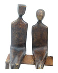 Bronze famille abstraite sur banc 28 cm marron n°1 Bronzes d'Afrique