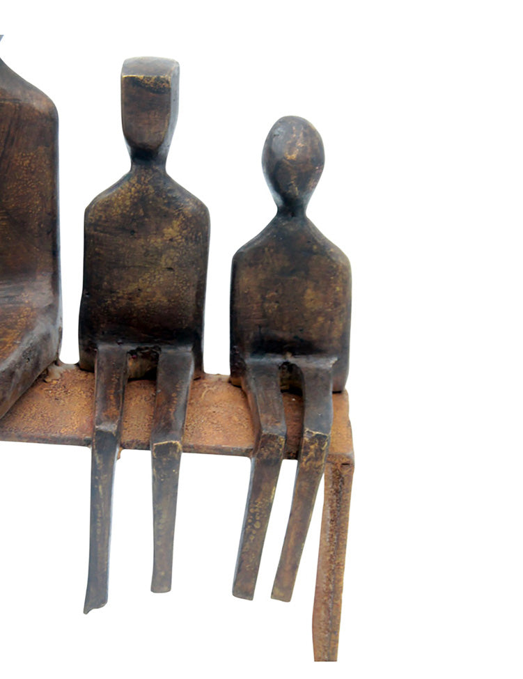 Bronze famille abstraite sur banc 28 cm marron n°1 Bronzes d'Afrique