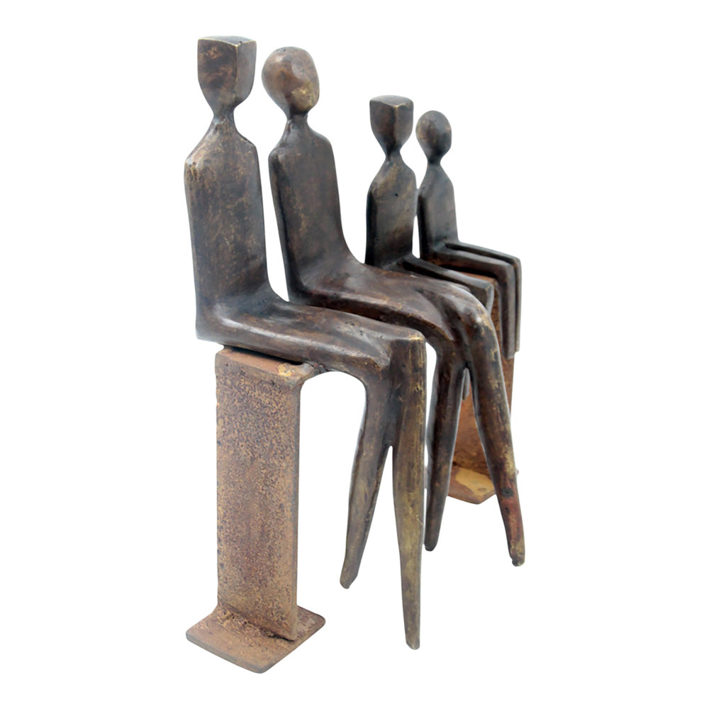 Bronze famille abstraite sur banc 28 cm marron n°1 Bronzes d'Afrique