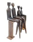 Bronze famille abstraite sur banc 28 cm marron n°1 Bronzes d'Afrique