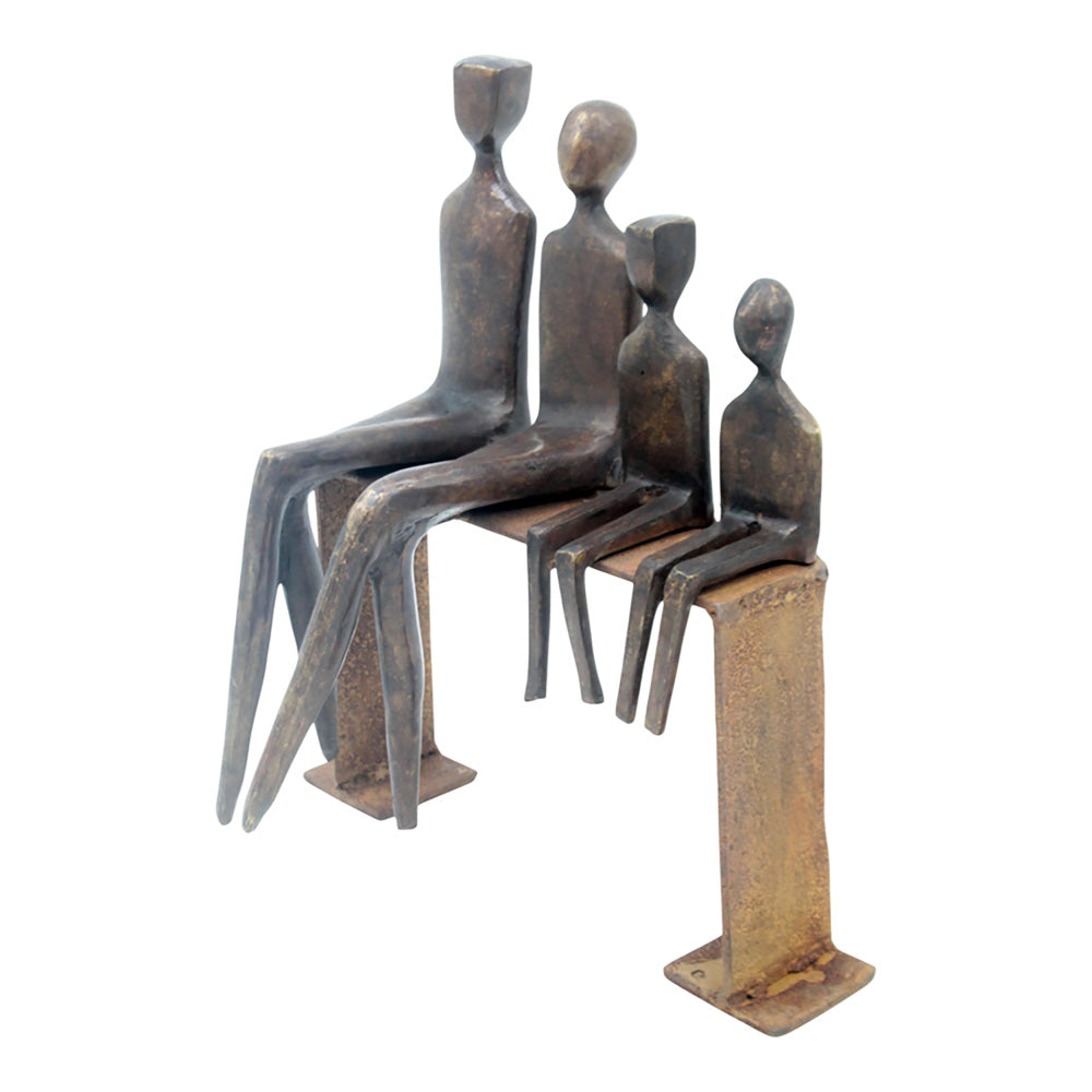Bronze famille abstraite sur banc 28 cm marron n°1 Bronzes d'Afrique