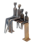 Bronze famille abstraite sur banc 28 cm marron n°1 Bronzes d'Afrique