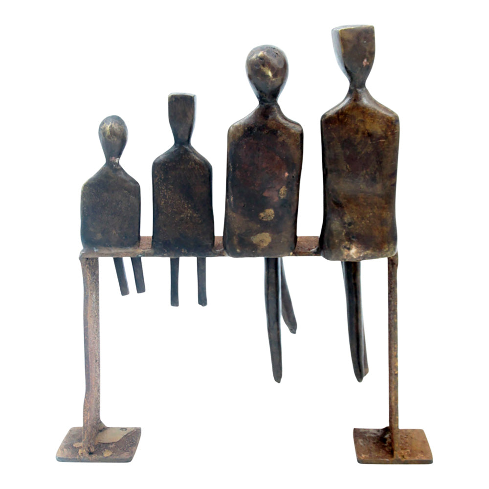 Bronze famille abstraite sur banc 28 cm marron n°1 Bronzes d'Afrique