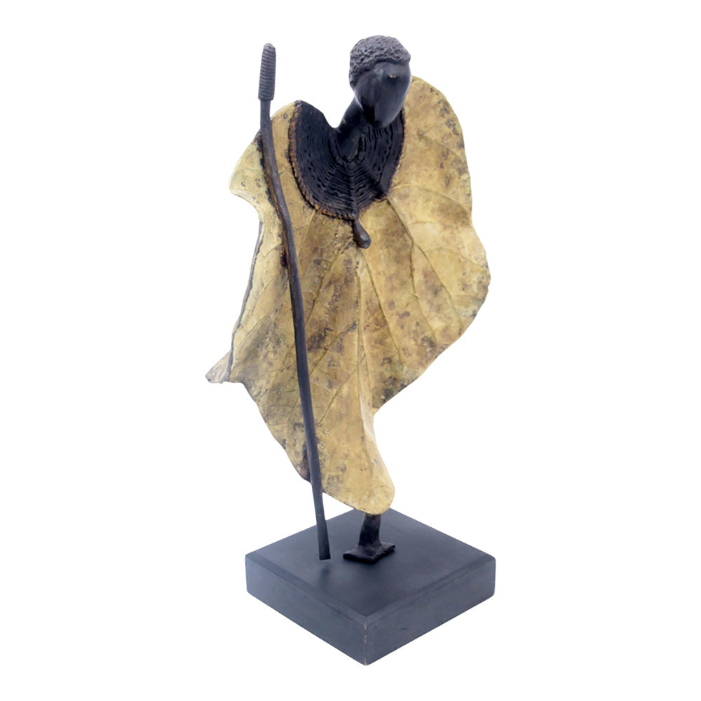 Bronze Feuille simple 45 cm vert n°4 Bronzes d'Afrique