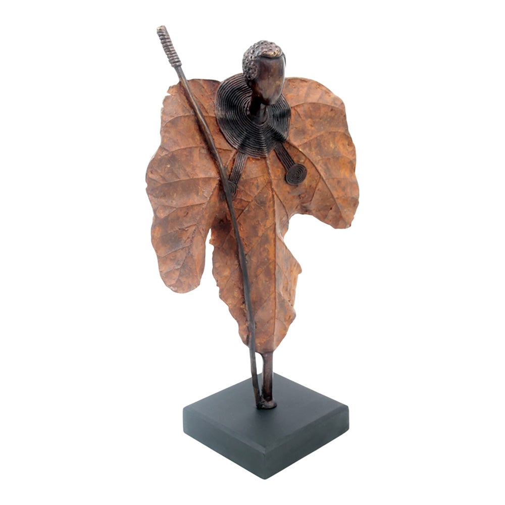 Bronze Feuille simple 45 cm marron n°1 Bronzes d'Afrique