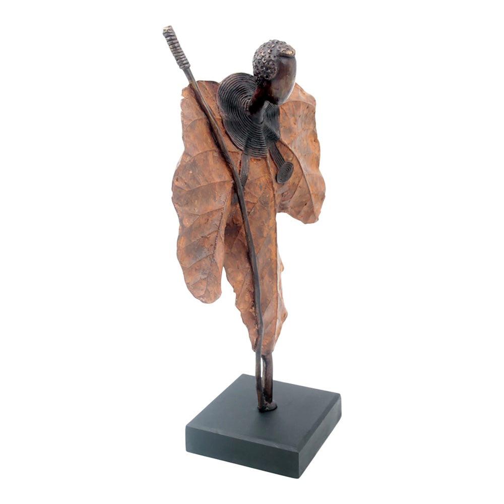 Bronze Feuille simple 45 cm marron n°1 Bronzes d'Afrique
