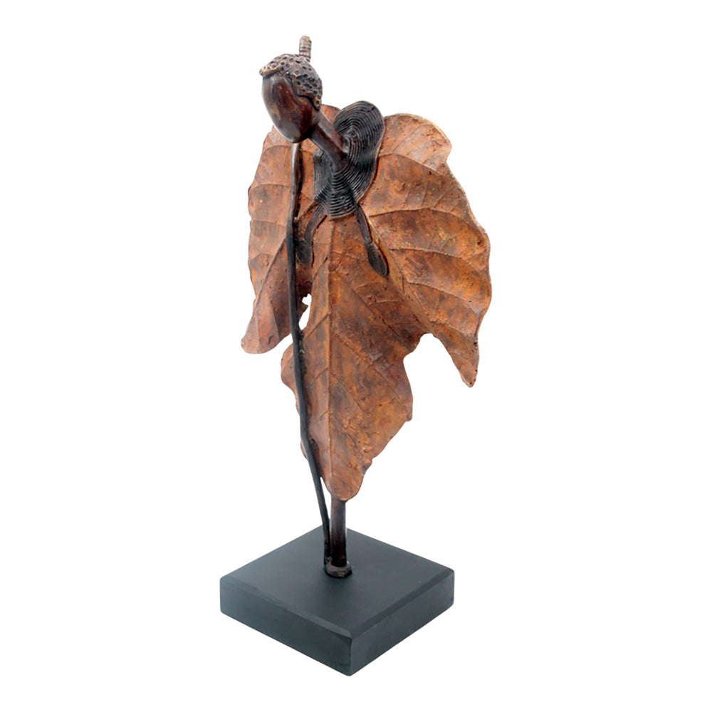 Bronze Feuille simple 45 cm marron n°1 Bronzes d'Afrique