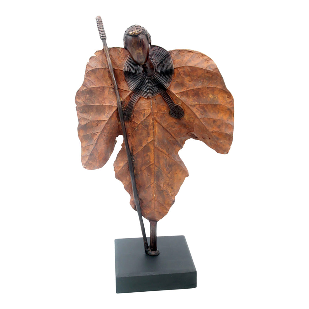 Bronze Feuille simple 45 cm marron n°1 Bronzes d'Afrique