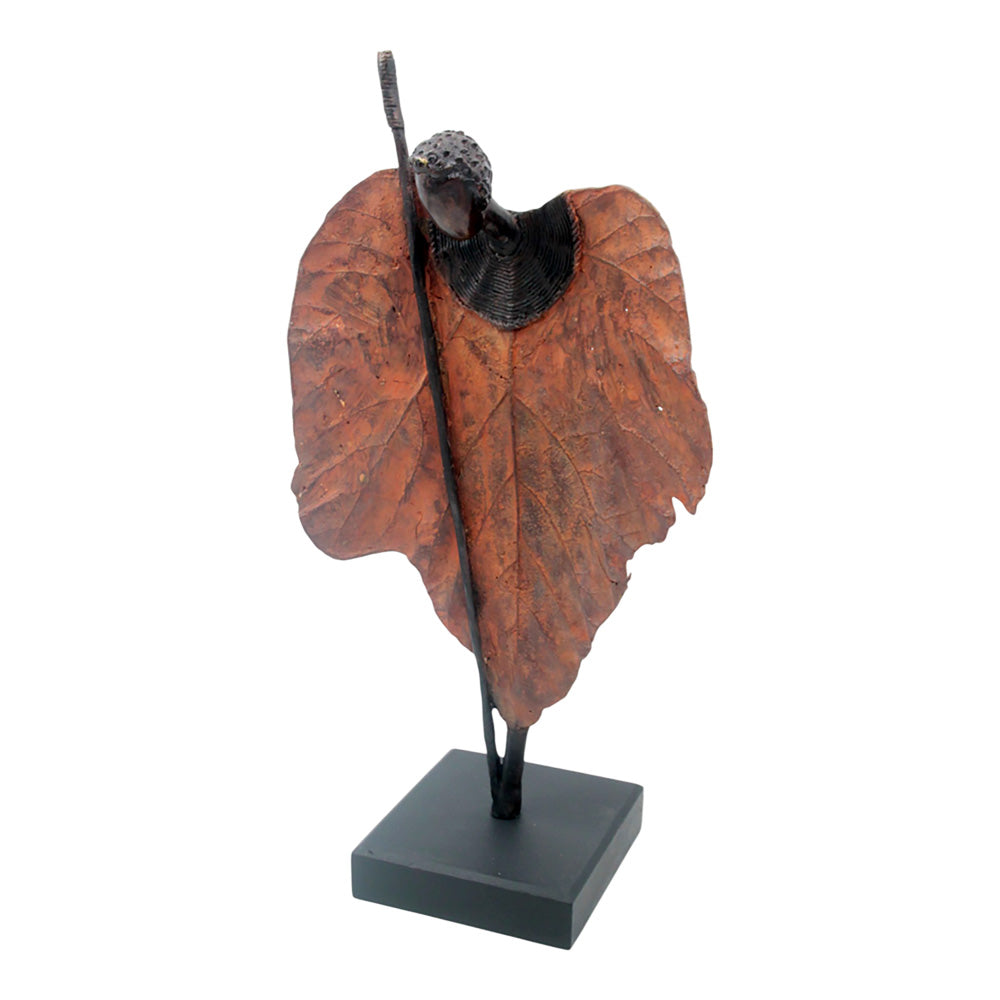 Bronze Feuille simple 45 cm marron n°4 Bronzes d'Afrique