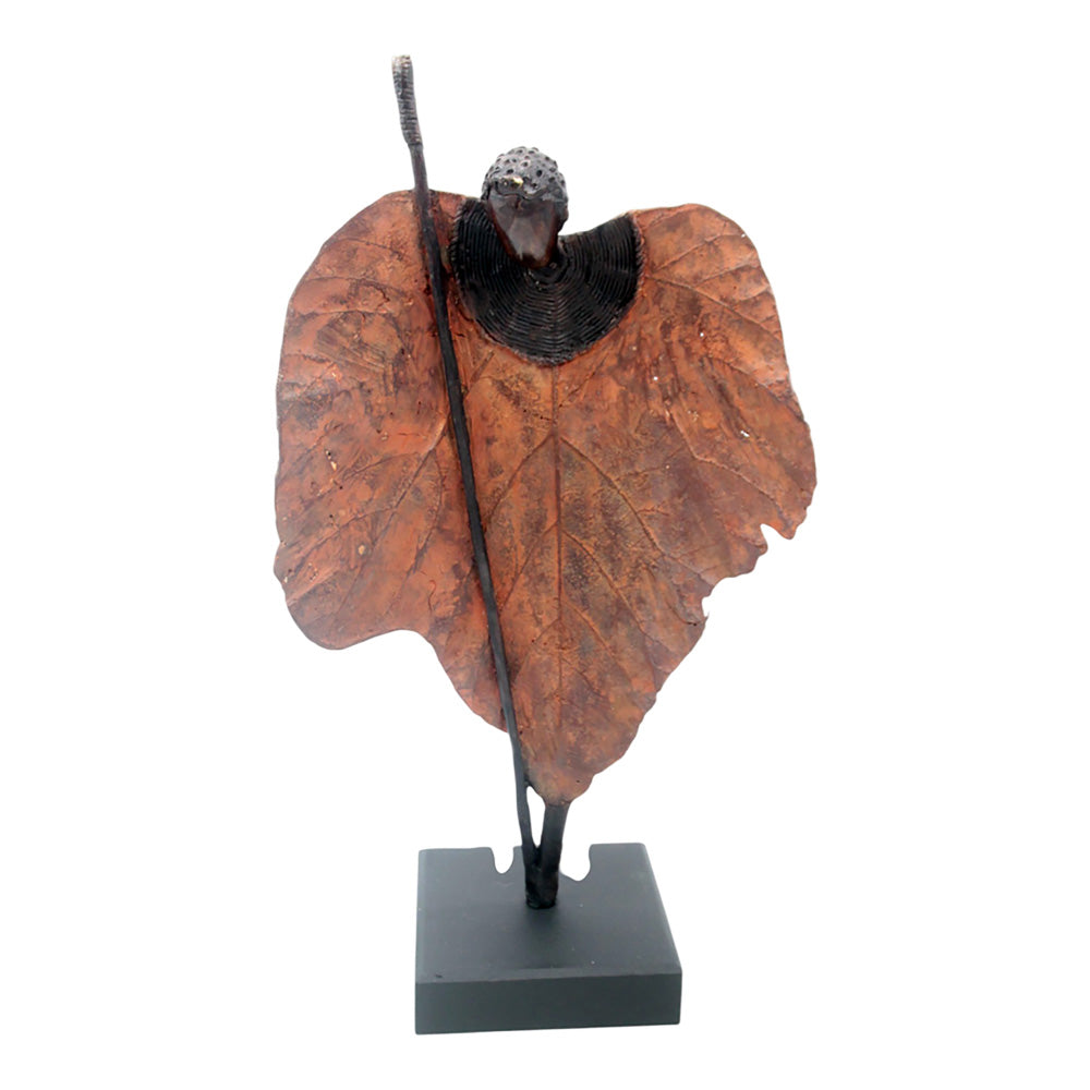 Bronze Feuille simple 45 cm marron n°4 Bronzes d'Afrique