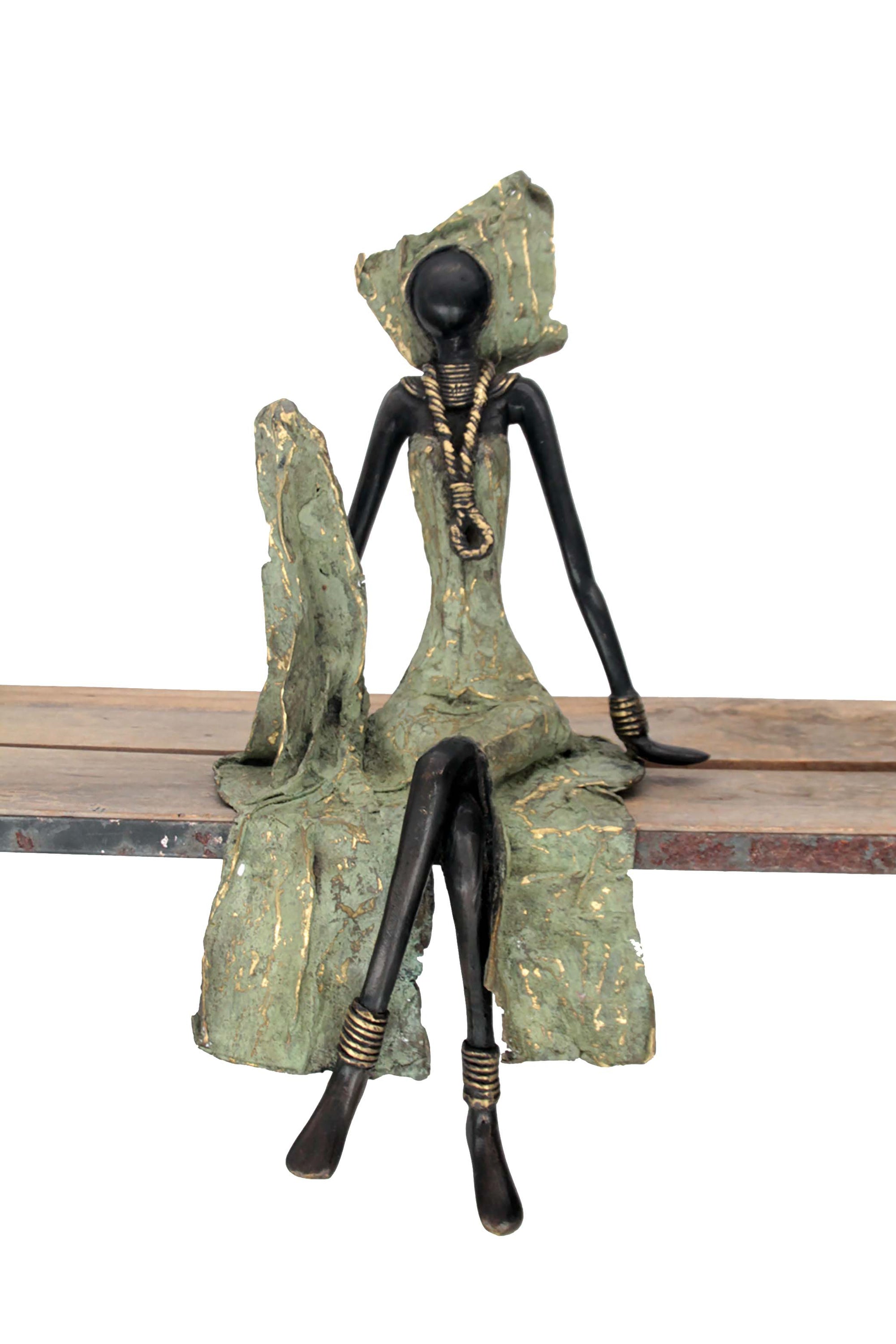 Bronze assis 40 cm vert n°11 Bronzes d'Afrique