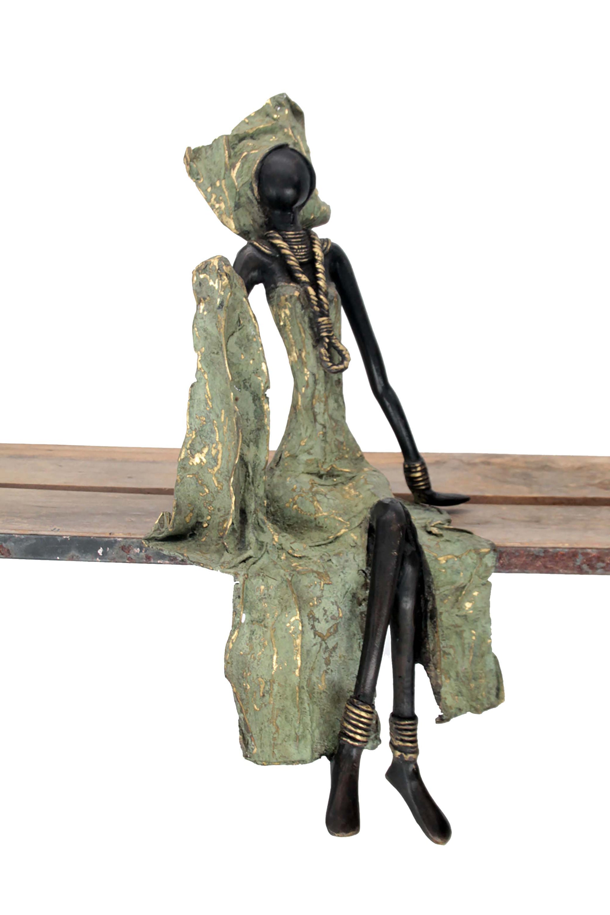 Bronze assis 40 cm vert n°11 Bronzes d'Afrique