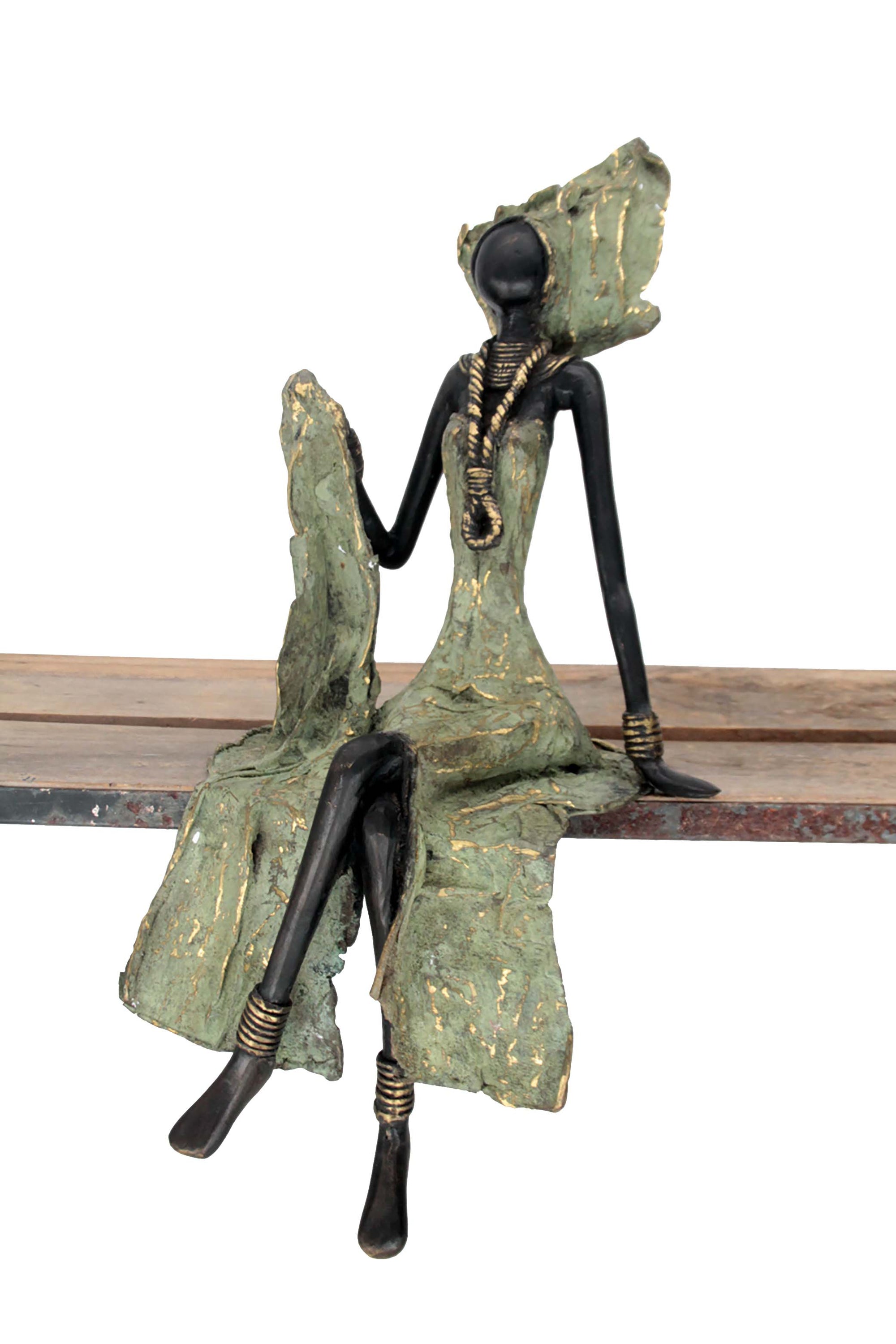 Bronze assis 40 cm vert n°11 Bronzes d'Afrique