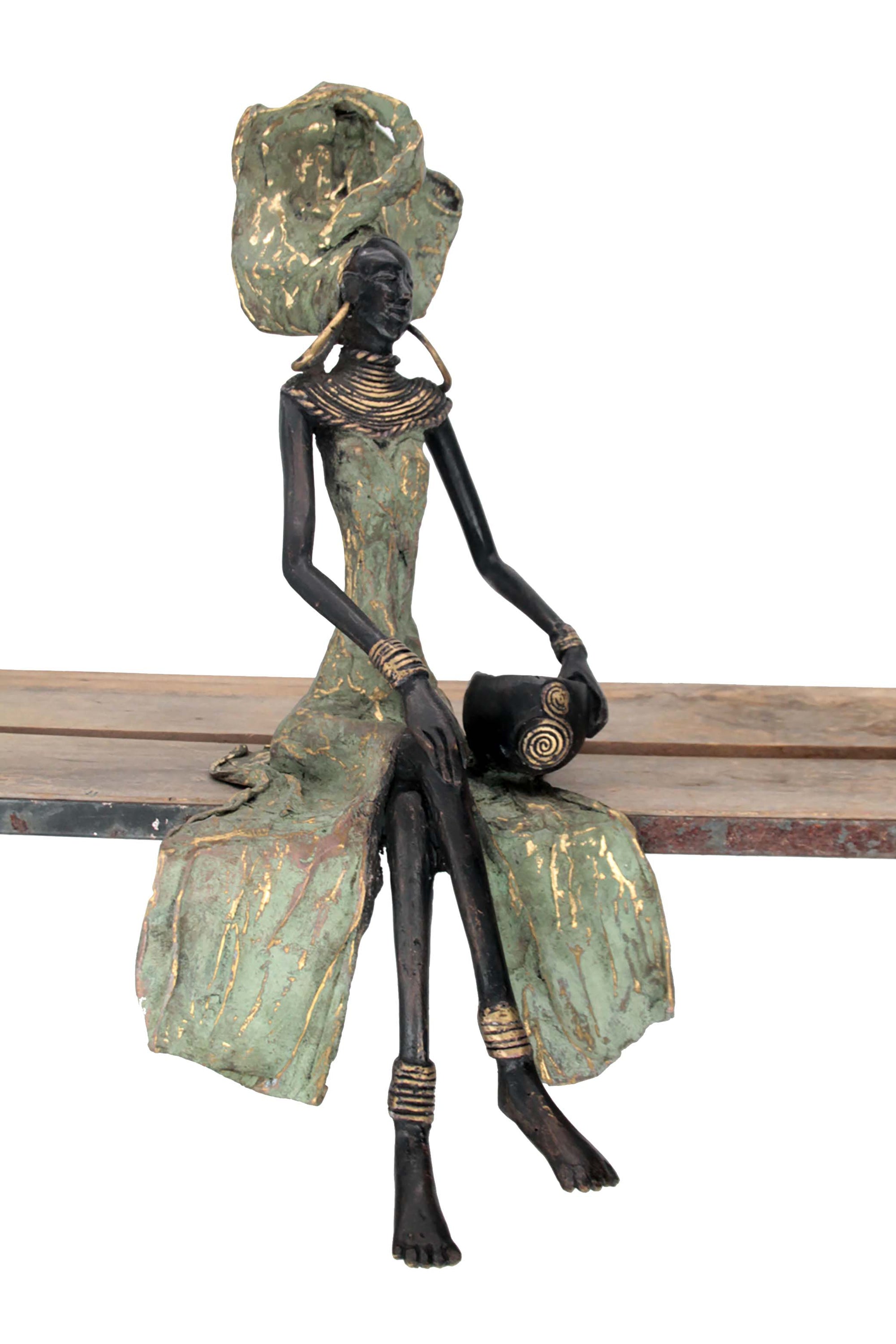 Bronze assis 40 cm vert n°12 Bronzes d'Afrique