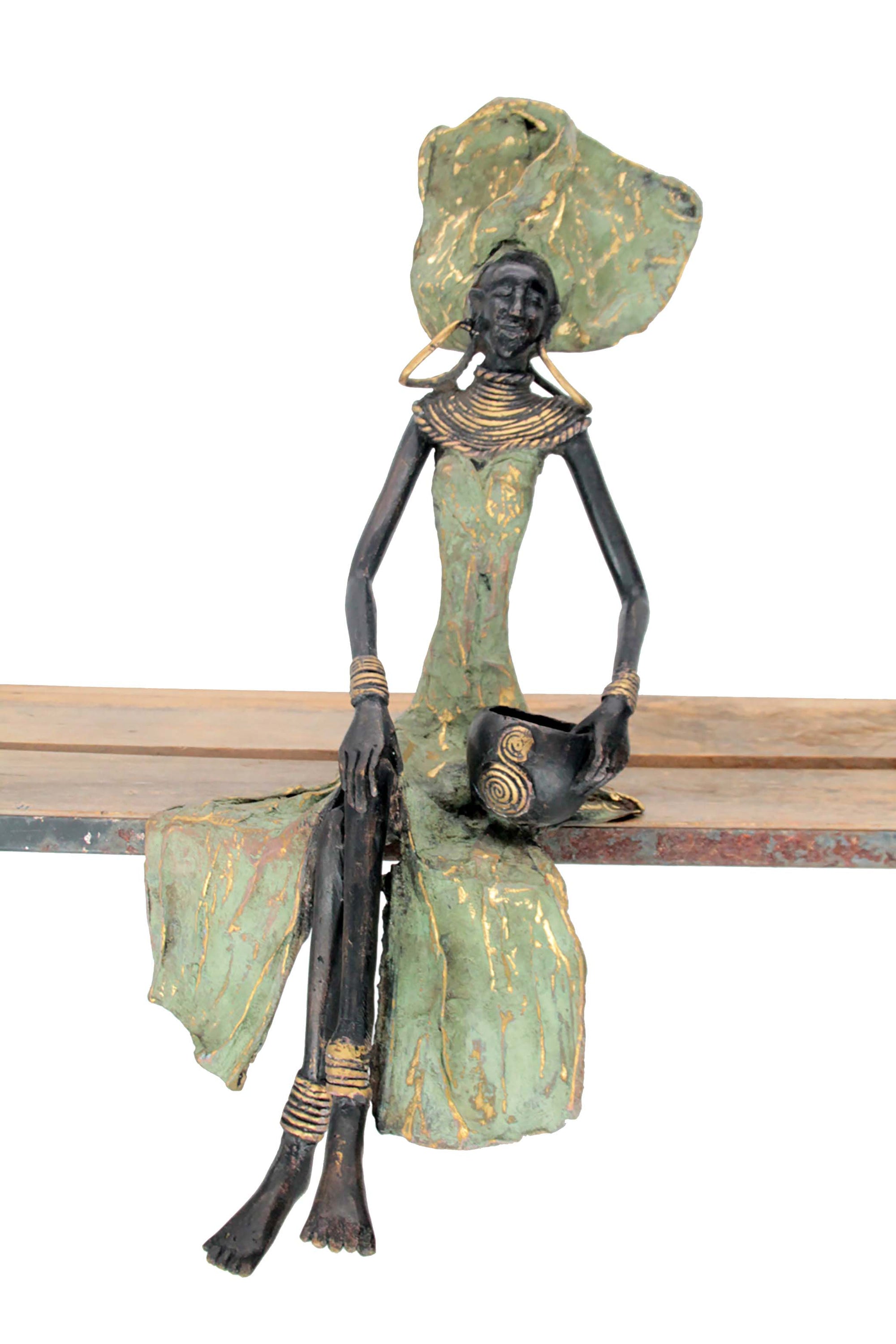 Bronze assis 40 cm vert n°12 Bronzes d'Afrique