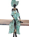 Bronze assis 40 cm turquoise n°1 Bronzes d'Afrique