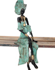 Bronze assis 40 cm turquoise n°1 Bronzes d'Afrique