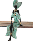 Bronze assis 40 cm turquoise n°1 Bronzes d'Afrique