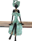 Bronze assis 40 cm turquoise n°2 Bronzes d'Afrique