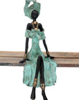 Bronze assis 40 cm turquoise n°2 Bronzes d'Afrique