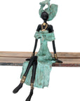 Bronze assis 40 cm turquoise n°2 Bronzes d'Afrique