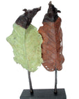 Bronze Feuille couple de sangliers 56 cm marron et vert n°1 Bronzes d'Afrique