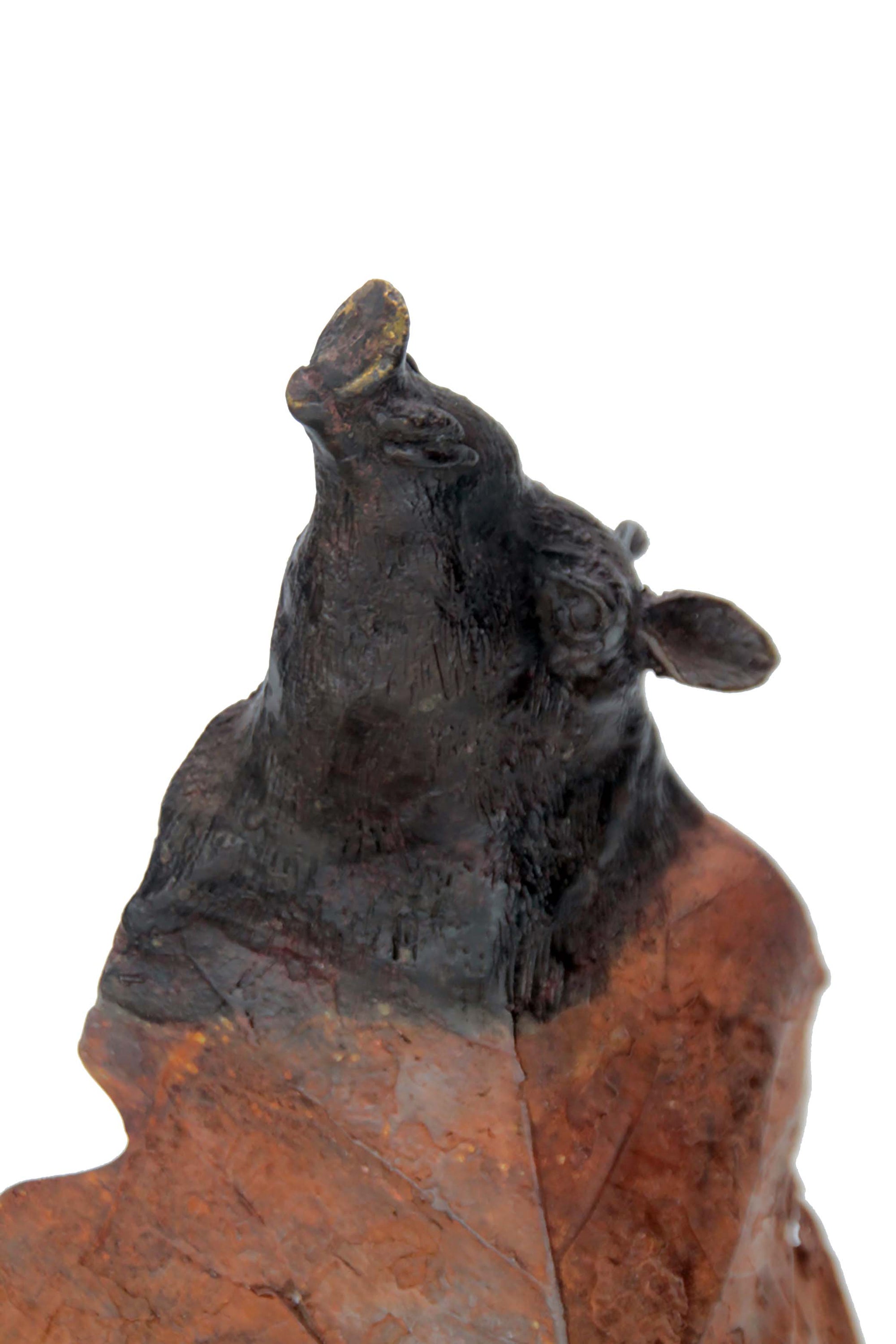 Bronze Feuille couple de sangliers 56 cm marron et vert n°1 Bronzes d'Afrique