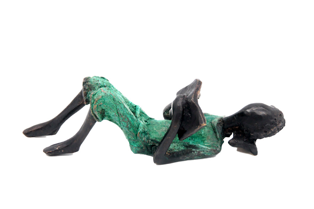 Bronze allongé 20 cm turquoise n°7 Bronzes d'Afrique