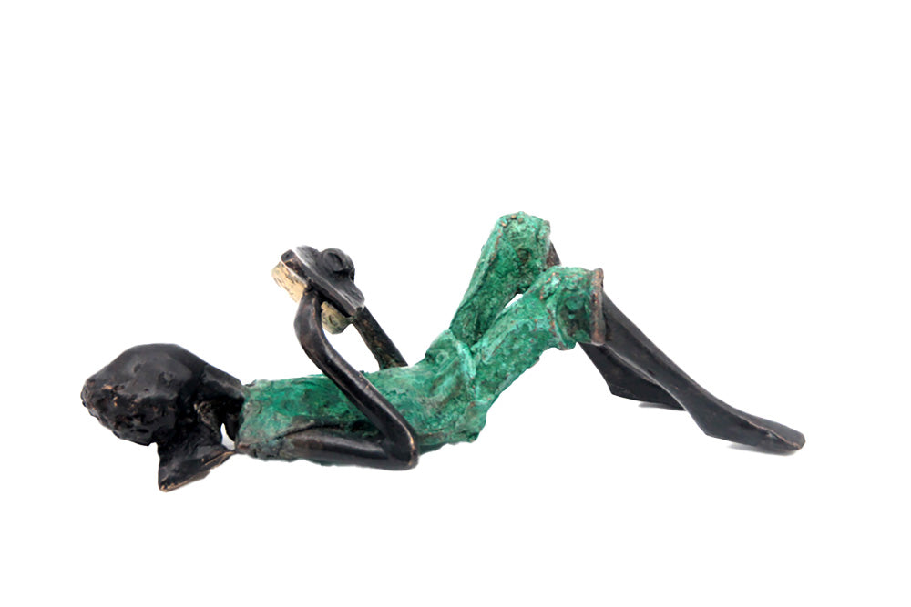 Bronze allongé 20 cm turquoise n°7 Bronzes d'Afrique