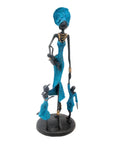 Bronze 3 enfants 35 cm bleu Bronzes d'Afrique