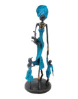 Bronze 3 enfants 35 cm bleu Bronzes d'Afrique