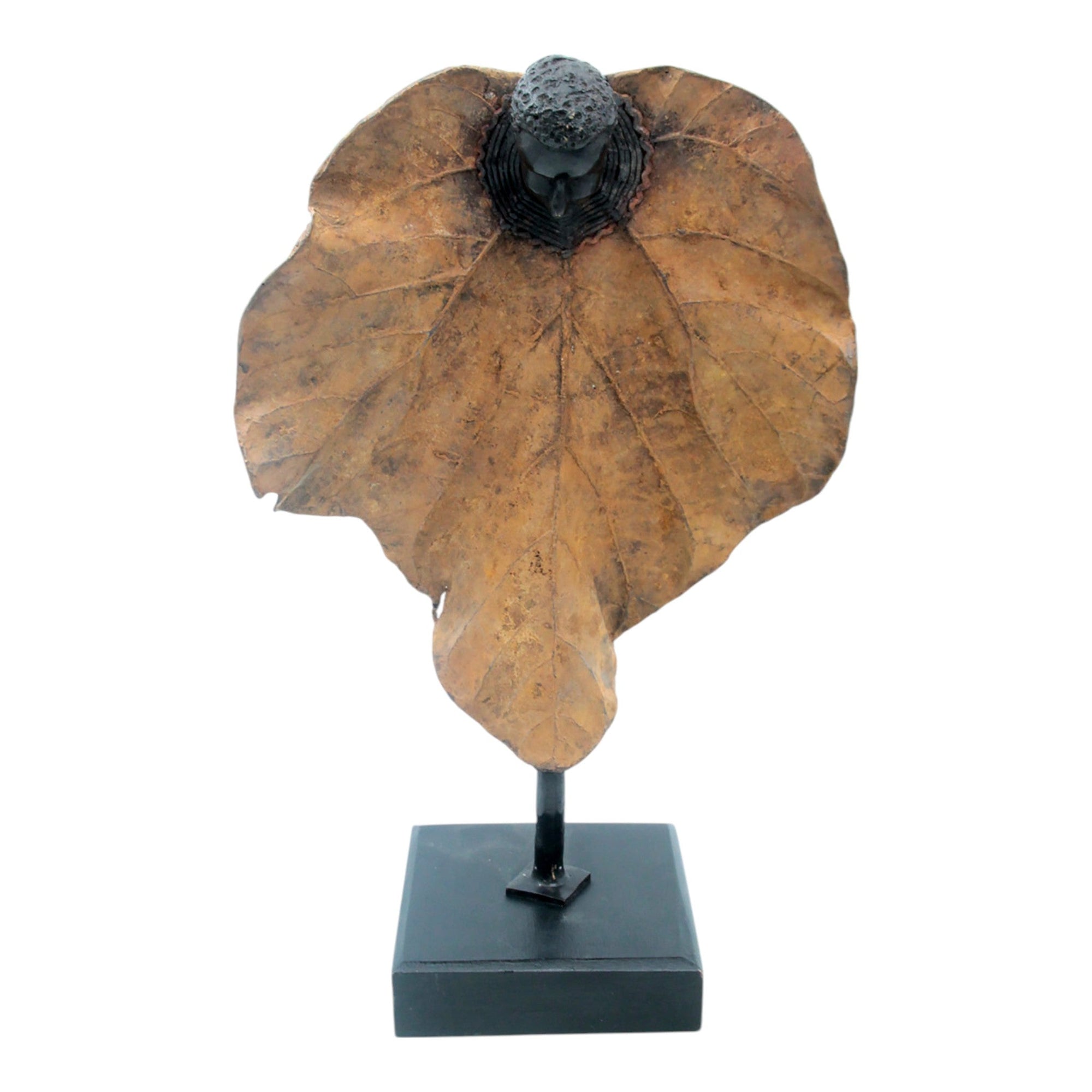 Bronze Feuille simple 45 cm marron n°3 Bronzes d'Afrique