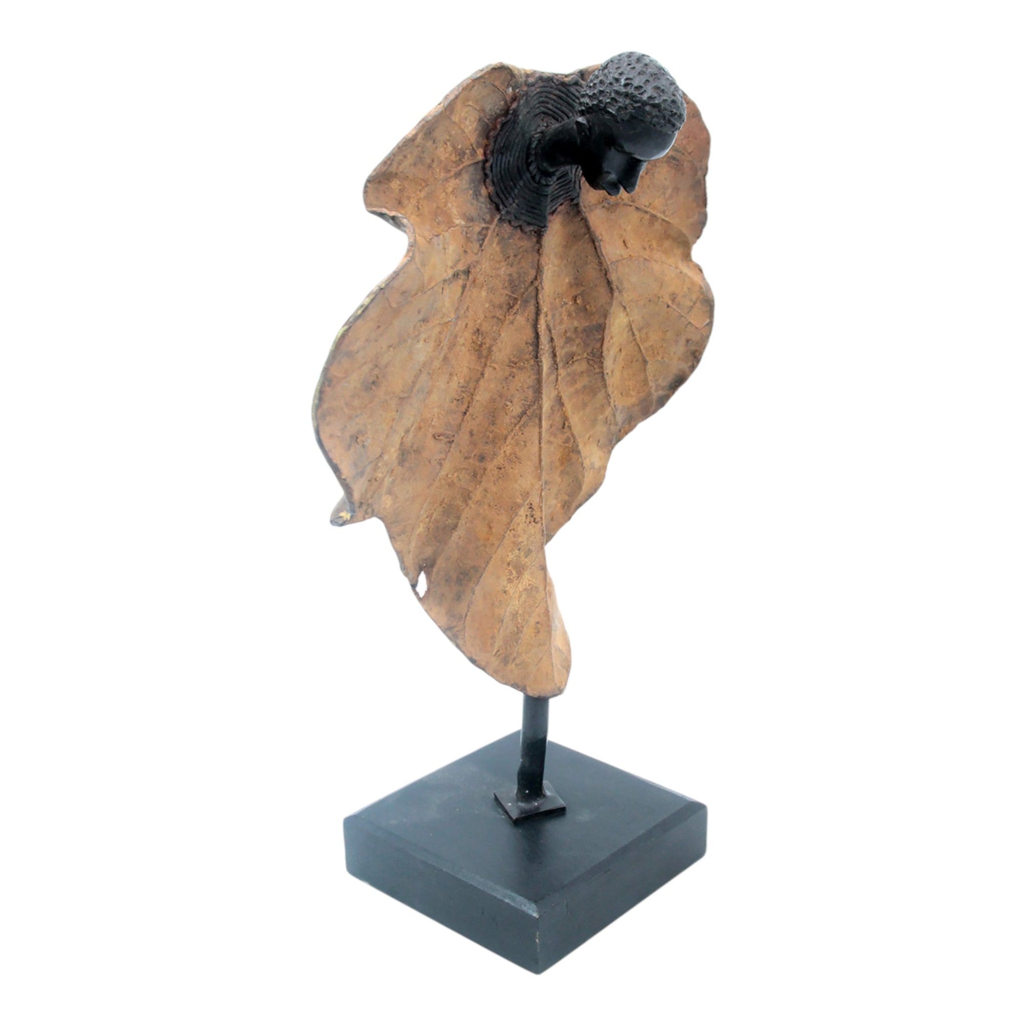Bronze Feuille simple 45 cm marron n°3 Bronzes d'Afrique