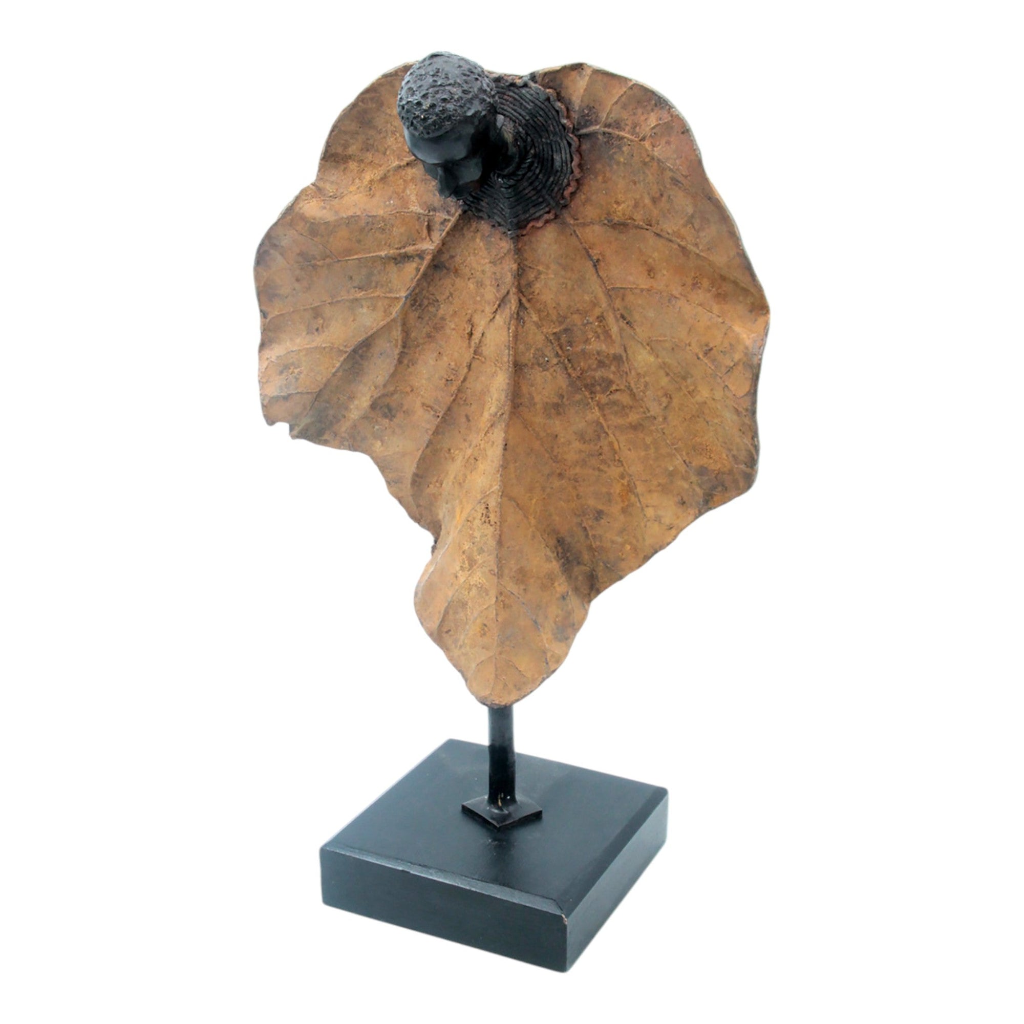 Bronze Feuille simple 45 cm marron n°3 Bronzes d'Afrique