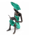 Bronze assis à poser 25 cm vert n°3 Bronzes d'Afrique