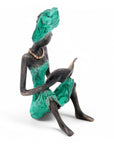 Bronze assis à poser 25 cm vert n°3 Bronzes d'Afrique