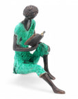 Bronze assis à poser 25 cm vert n°6 Bronzes d'Afrique