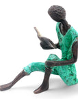 Bronze assis à poser 25 cm vert n°6 Bronzes d'Afrique