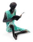 Bronze assis à poser 25 cm turquoise n°6 Bronzes d'Afrique