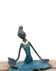 Bronze assis au sol 25 cm bleu n°2 Bronzes d'Afrique
