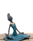 Bronze assis au sol 25 cm bleu n°2 Bronzes d'Afrique