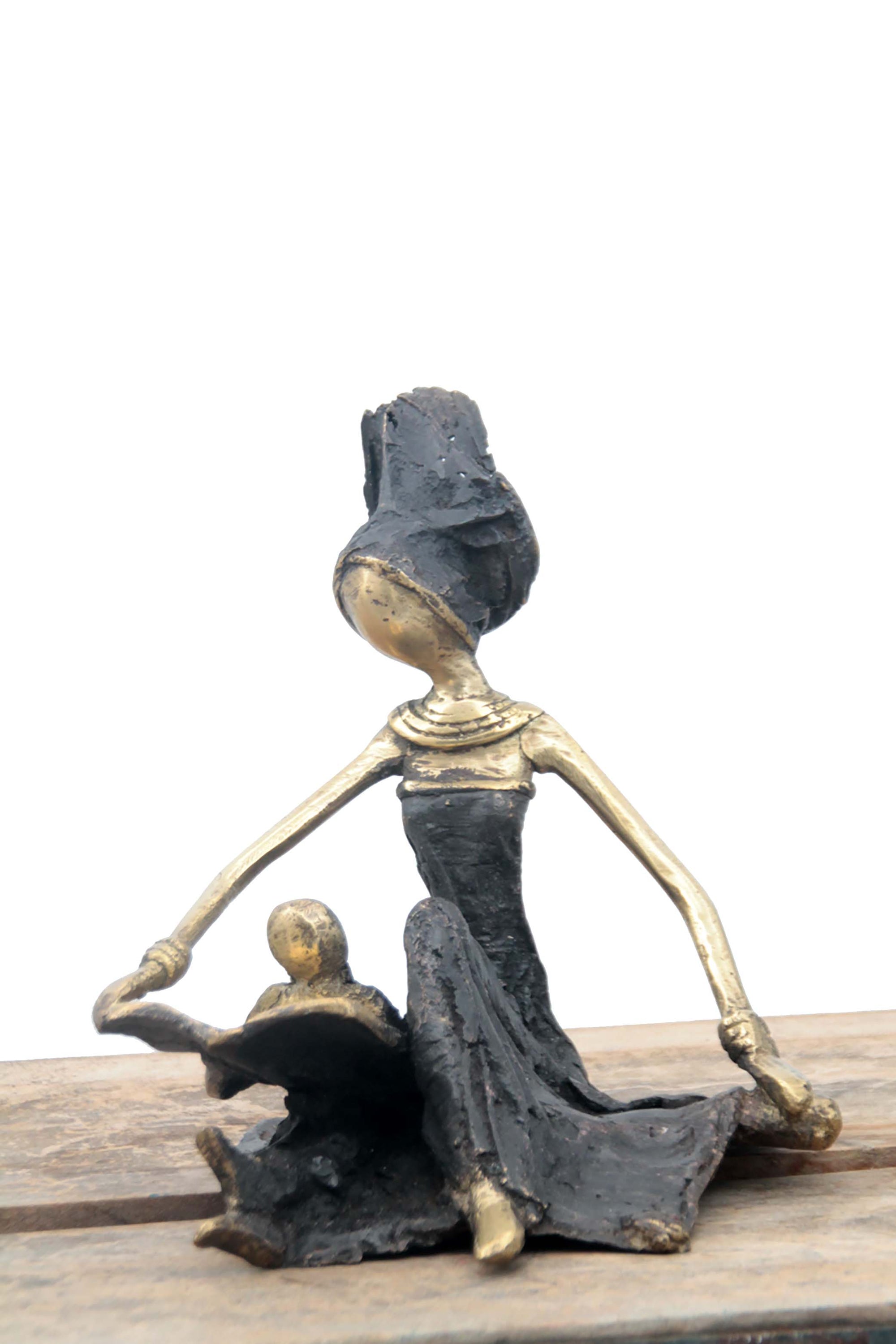 Bronze assis au sol 25 cm noir et doré n°1 Bronzes d'Afrique