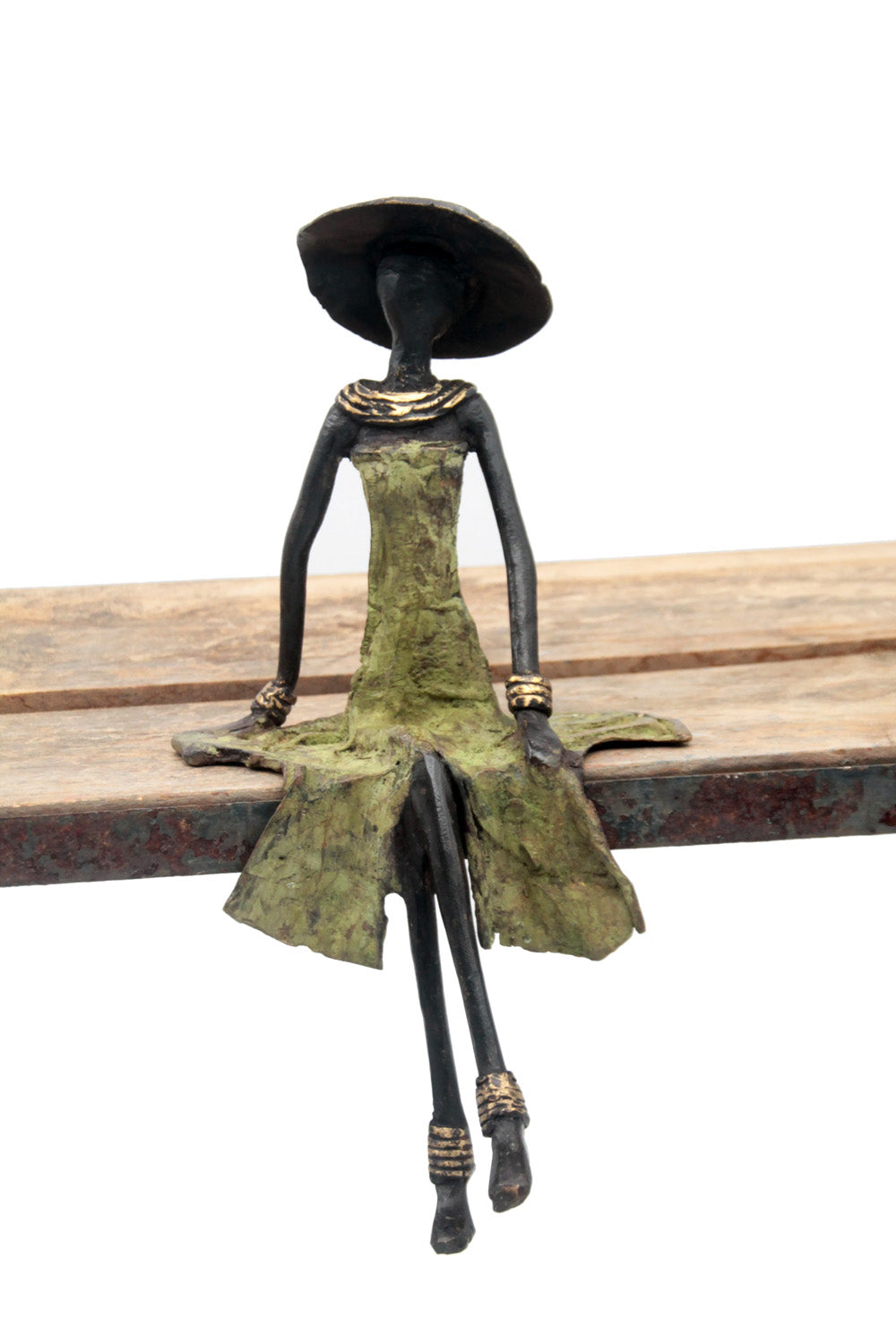 Bronze assis 25 cm vert n°10 Bronzes d'Afrique