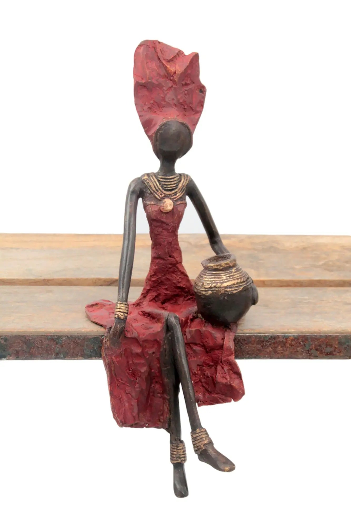 Bronze assis 25 cm rouge n°13 Bronzes d'Afrique