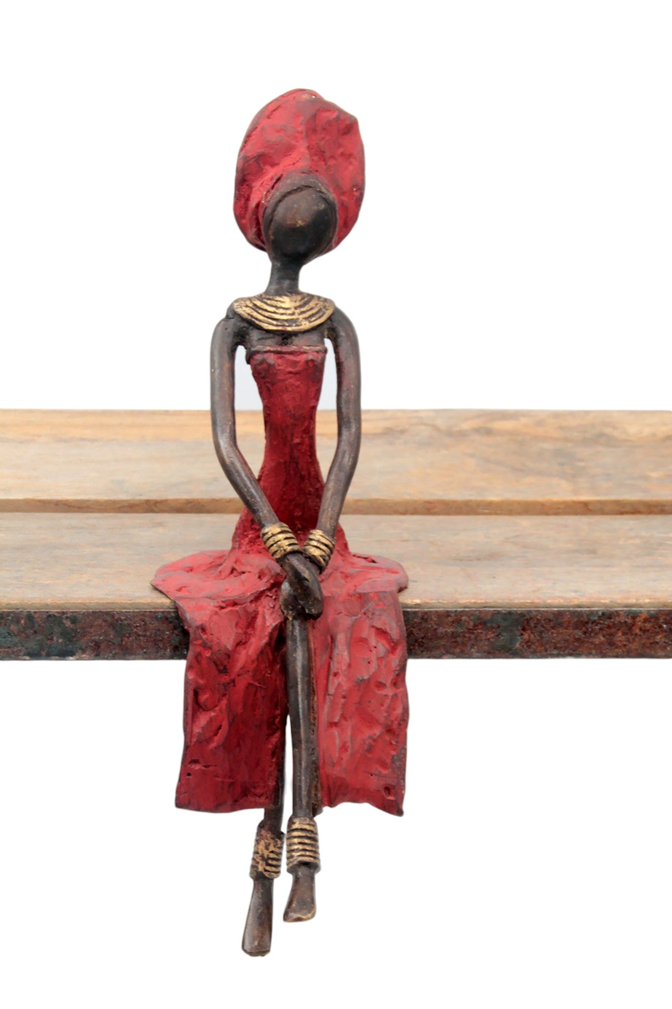 Bronze assis 25 cm rouge n°17 Bronzes d'Afrique